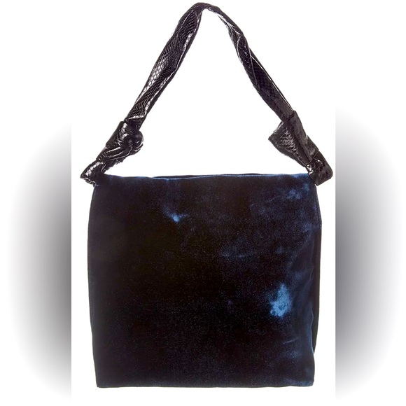 The Row Handbags - Brand New The Row Wander Small Velvet & Snake-Embossed Leather Shoulder Bag NWT